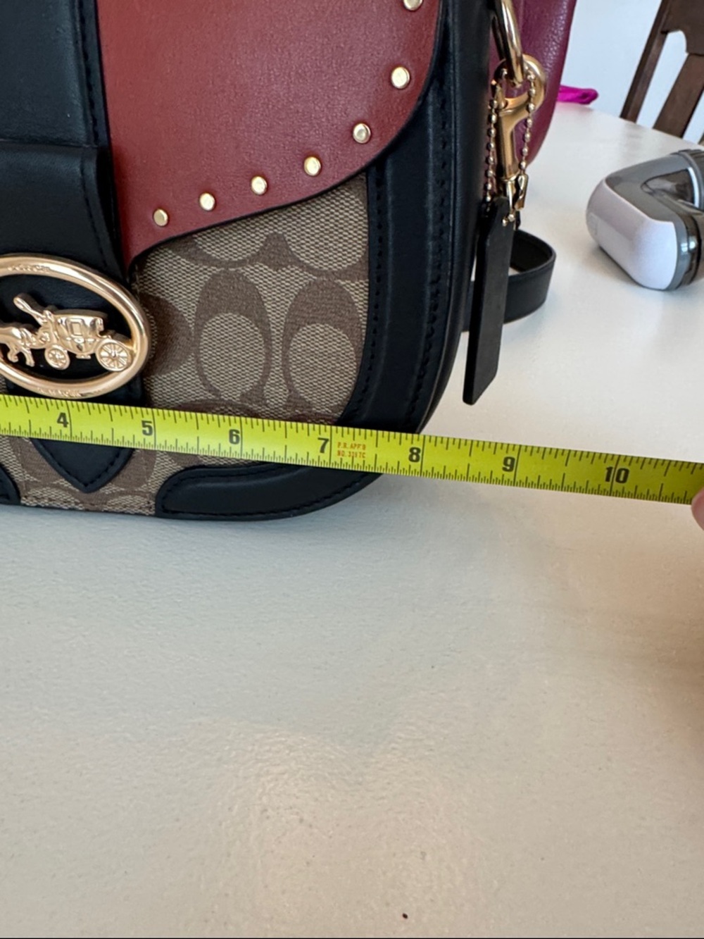 Coach Georgie Saddle Bag In Colorblock Signature Canvas Rivets $398 C3593 - Picture 9 of 12